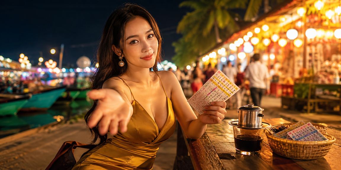 Du khách tại Phú Quốc vừa uống cà phê vừa tra kết quả xổ số và đặt cược trực tuyến